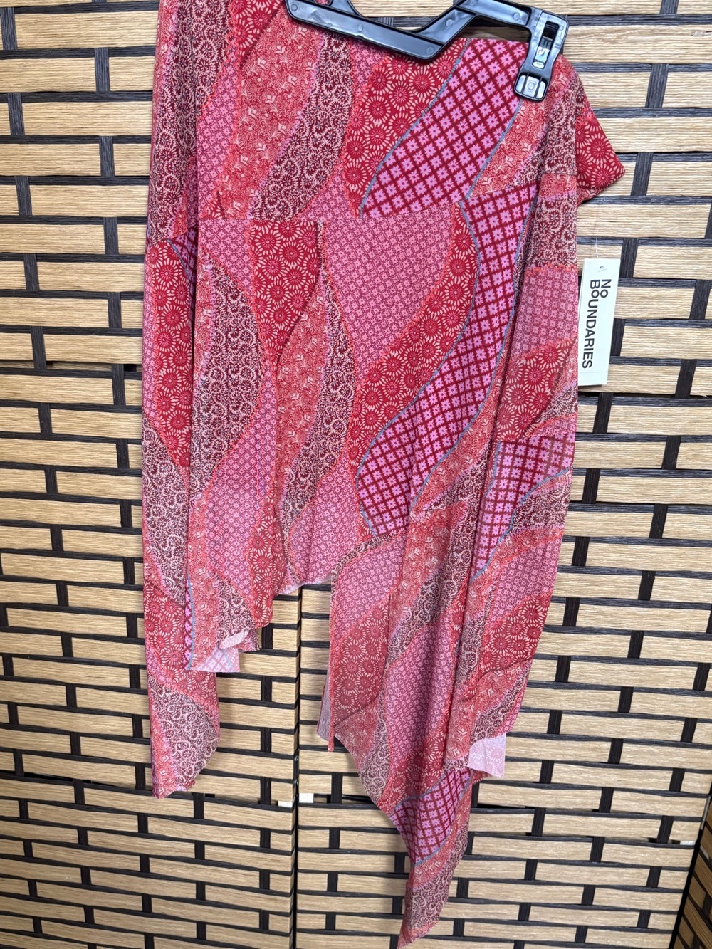 No boundaries red patchwork handkerchief hem skirt size xl